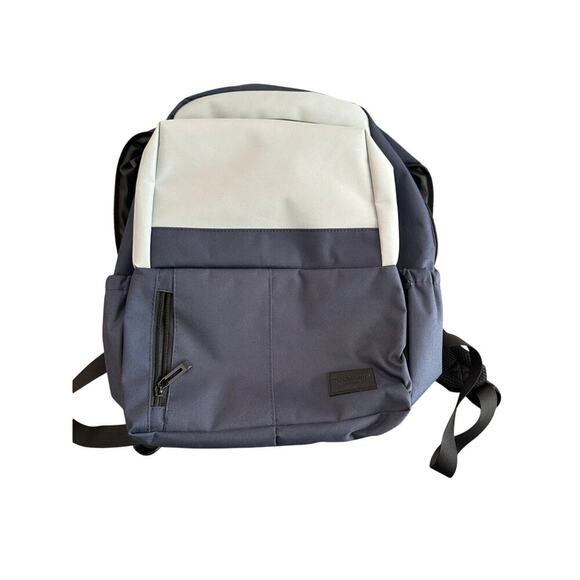 Duchamp Blue White Rubberized Two-Tone Roll Top Backpack - Picture 1 of 6